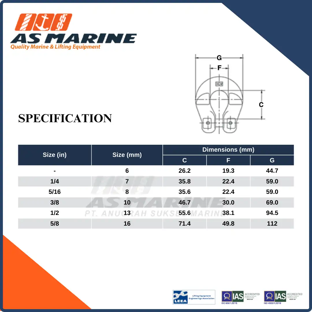 Specification Crosby USA Chain Coupler S1325A Grade 100